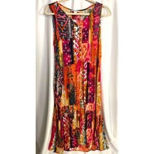 Maxi Patchwork Print Sleevless Coldwater Creek Dress Women's Size M